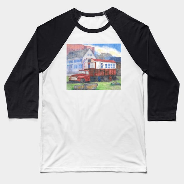 Gilley&#39;s Lunch Wagon in Portsmouth NH Baseball T-Shirt by ROSEANN MESERVE 